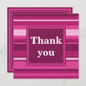 明るい赤紫色ストライプサンキューカード サンキューカード (正面/裏面)