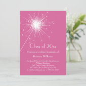 明るい赤紫色スパークラー卒業招待状 招待状 (スタンド正面)