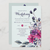 明るい赤紫色セージ秋の秋の結婚式招待状Envl. (正面/裏面)