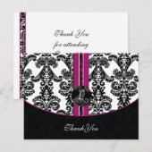 明るい赤紫色ダマスクサンキューカード ポストカード (正面/裏面)