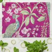 明るい赤紫色チノワセリーピーコックフローラ キッチンタオル (折り畳み)