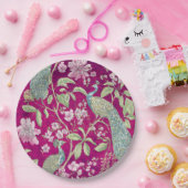 明るい赤紫色チノワセリーピーコックフローラ ペーパープレート (パーティー)