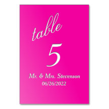 明るい赤紫色テーブル番号