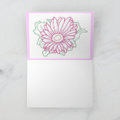 明るい赤紫色デイジー花、サンキューカード サンキューカード (内部)