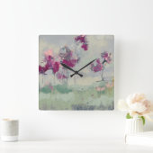 明るい赤紫色トレリン スクエア壁時計 (ホーム)