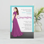 明るい赤紫色ドレスティアラターコイズキンセアニラ 招待状 (スタンド正面)