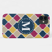 明るい赤紫色ネイビーモロッコ格子モノグラム Case-Mate iPhoneケース (裏面(横))