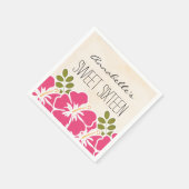 明るい赤紫色ハイビスカスハワイアンスウィート16バースデーパーティー スタンダードカクテルナプキン (角)