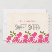 明るい赤紫色ハイビスカスハワイアンルアウ（ハワイ式宴会）スイート16フォト 招待状 (裏面)