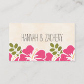 明るい赤紫色ハイビスカスハワイアン座席座席表 プレイスカード (裏面)