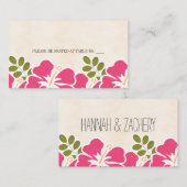 明るい赤紫色ハイビスカスハワイアン座席座席表 プレイスカード (正面/裏面)