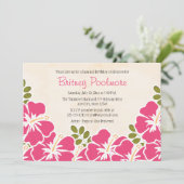 明るい赤紫色ハイビスカスハワイアン誕生日パーティー 招待状 (スタンド正面)