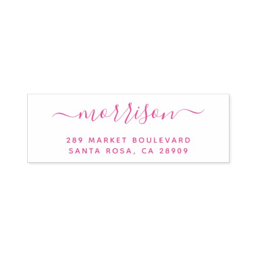 明るい赤紫色ハンドフ書ァイル名と差出人住所 セルフインキングスタンプ (デザイン)