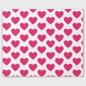 明るい赤紫色ハートおもしろい白 ラッピングペーパー (フラット)