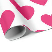 明るい赤紫色ハートおもしろい白 ラッピングペーパー (ロールコーナー)