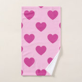 明るい赤紫色ハートパターンy2kピンク名門私立校風の バスタオルセット (ハンドタオル)