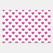 明るい赤紫色ハートパター名門私立校風のンピンクエステティックy2k ラッピングペーパーシート (正面2)