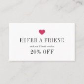 明るい赤紫色ハート 紹介カード (正面)