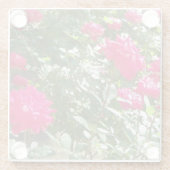 明るい赤紫色バラどこでも ガラスコースター (裏面)