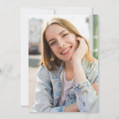 明るい赤紫色バラボウフォト卒業Save the Date セーブザデート (裏面)