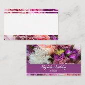 明るい赤紫色バラ座席表 プレイスカード (正面/裏面)