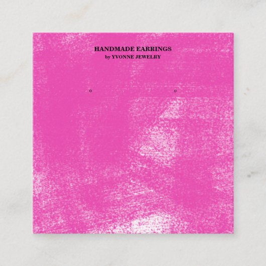 明るい赤紫色パステルイヤリングディスプレイビジネスカード スクエア名刺 (正面)