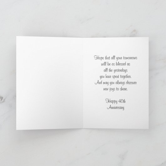 明るい赤紫色パーソナライズされた40結婚周年 カード (内部)