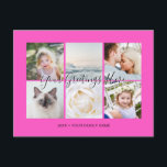 明るい赤紫色パーソナライズされた6枚の写真Universal Greetings ポストカード<br><div class="desc">明るい赤紫色ピンクパーソナライズされた6家族の写真ユニバーサル挨拶ポストカードスタイリッシュは、6つの写真のコラージュを特徴カスタマイズ、あなたの挨拶のメッセージは手書きスクリプトフォントでエレガント、あなたの名前、日付、年、バックにメッセージを書き込みsans serifフォントの。</div>