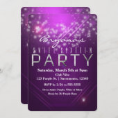 明るい赤紫色パープルスパークルクラブヴィベパーティの招待状 招待状 (正面/裏面)