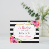 明るい赤紫色パープルレッドフローラブライダルシャワーレシピ ポストカード (スタンド正面)