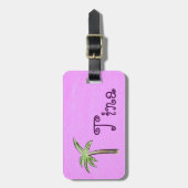 明るい赤紫色パームツリー荷物タグ ラゲッジタグ (正面縦)
