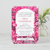 明るい赤紫色ビクトリアンバラ結婚式招待状 招待状 (スタンド正面)