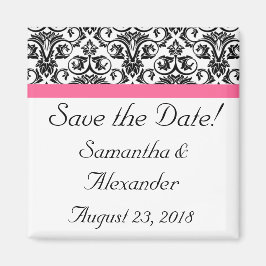 明るい赤紫色ビクトリアンピンクとホワイトダマスク マグネット