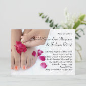 明るい赤紫色ピンかわいらしクローズペディキュアサロン 招待状 (スタンド正面)