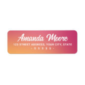 明るい赤紫色ピンクのオレンジ色の勾配モダン差出人住所 ラベル (正面)