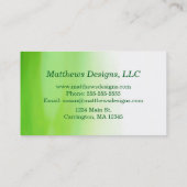 明るい赤紫色ピンクのバラを薄い緑の背景に 名刺 (裏面)