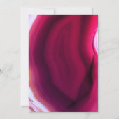 明るい赤紫色ピンクの瑪瑙スライスとフレ結婚ームの 招待状 (裏面)