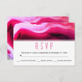 明るい赤紫色ピンクの瑪瑙スライスのゲモダンードウェディングRSVP 出欠カード (正面/裏面)