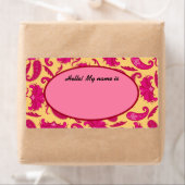 明るい赤紫色ピンクイエローペイズリー名タグラベル ラベル (インサイチュ)