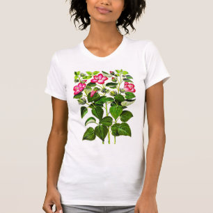 明るい赤紫色ピンクイタリアンハイビスカス花 Tシャツ