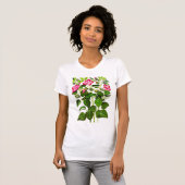 明るい赤紫色ピンクイタリアンハイビスカス花 Tシャツ (正面フル)