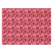 明るい赤紫色ピンクウォーターカラーバラと金ゴールドDiva テーブルクロス (正面(横))