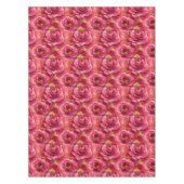 明るい赤紫色ピンクウォーターカラーバラと金ゴールドDiva テーブルクロス (正面)