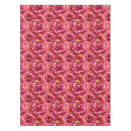 明るい赤紫色ピンクウォーターカラーバラと金ゴールドDiva テーブルクロス