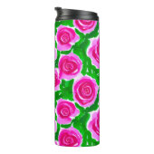 明るい赤紫色ピンクウォーターカラーバラ タンブラー (回転右)