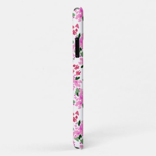 明るい赤紫色ピンクウォーターカラーフローラガーデンパーソナライズされた Case-Mate iPhoneケース (裏面/右)