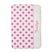 明るい赤紫色ピンクエーススペードパターン(名前あり) ファンシー バスマット (正面縦)