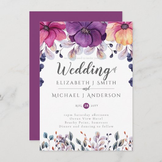 明るい赤紫色ピンクオレンジジンジャーウェディング予算 (正面/裏面)