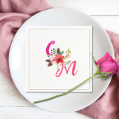 明るい赤紫色ピンクオレンジパープルブライトとはっきりしたフローラ スタンダードカクテルナプキン