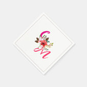 明るい赤紫色ピンクオレンジパープルブライトとはっきりしたフローラ スタンダードカクテルナプキン (角)